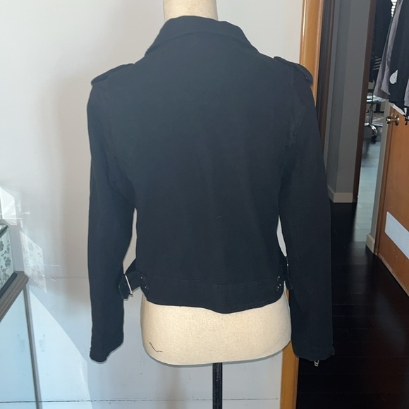 Blanknyc Black Crepe Moto Jacket Tags Size Large Buckles Zips Snaps Cotton - Picture 6 of 10